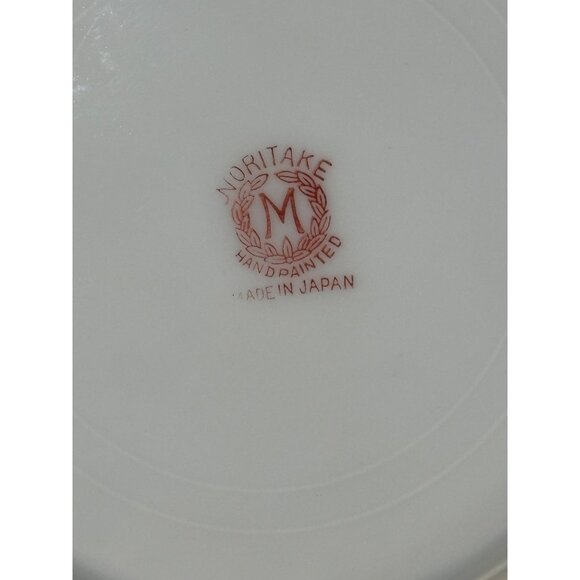 Vintage Noritake Floral Trimmed Saucer Plates Green Border Set of 2 Replacement - Picture 8 of 10